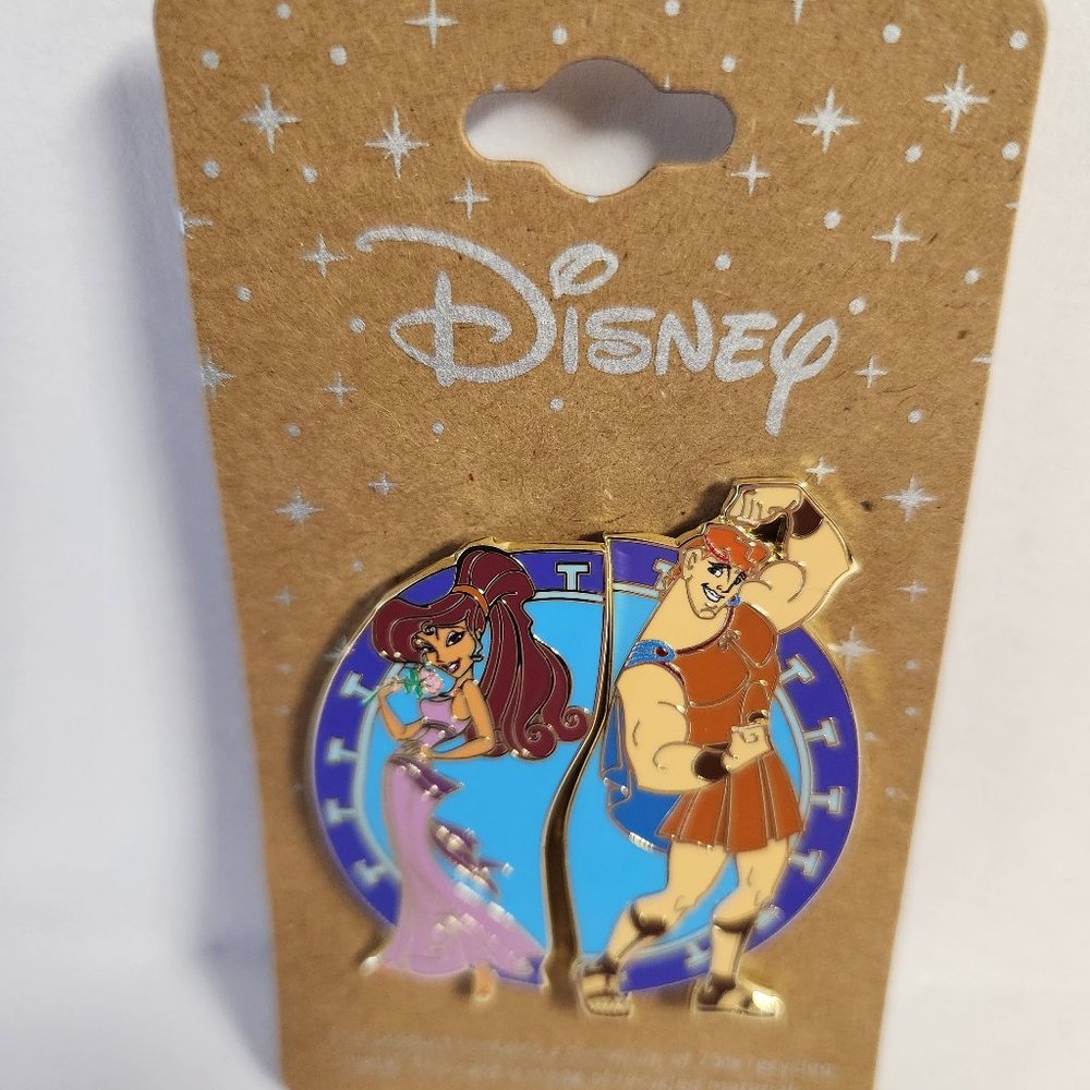 Disney Hercules Pin Set Meg & Hercules 2 Pins Authentic New - Picture 2 of 3
